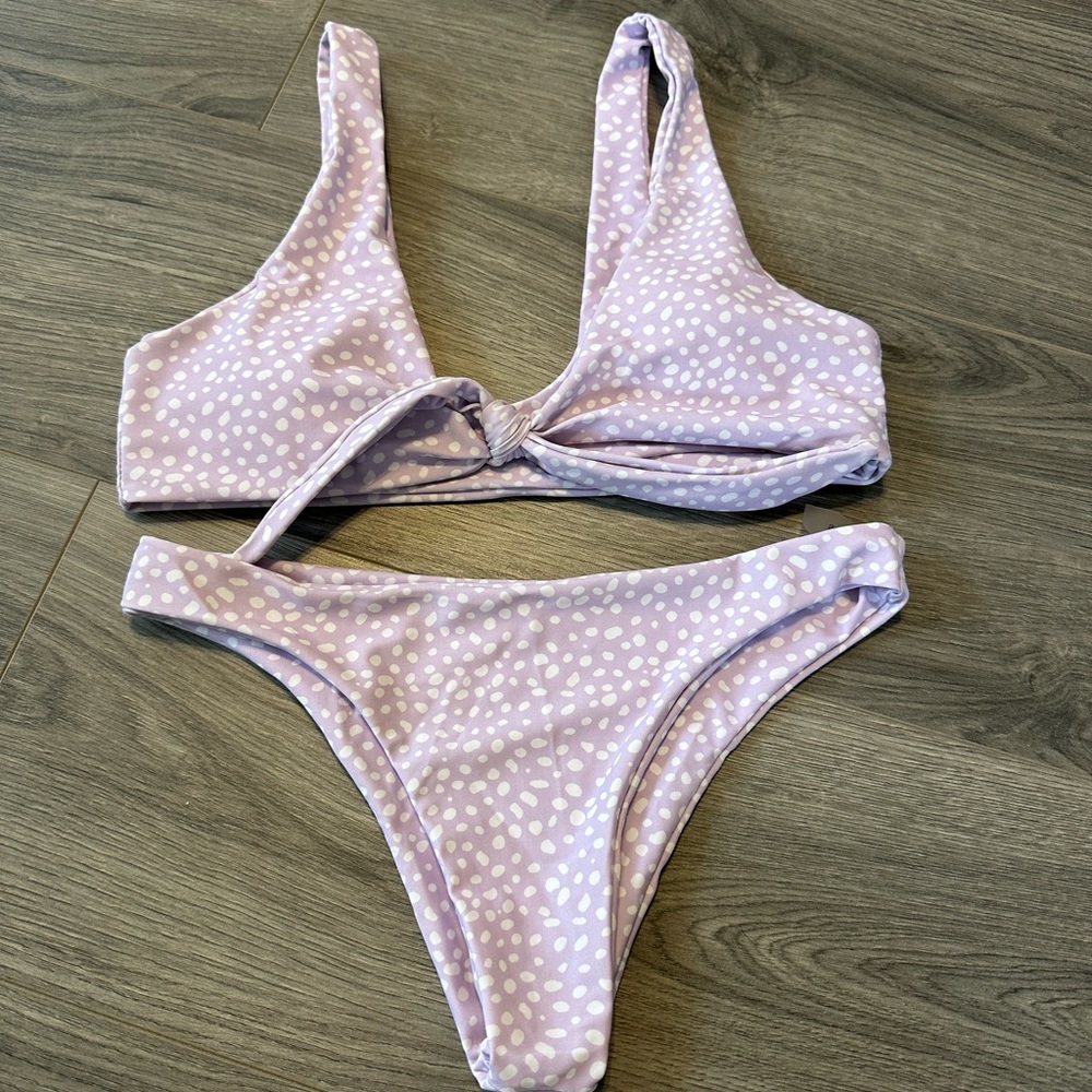 SHEIN Lavender Lilac Polka Dot Two-Piece Bikini